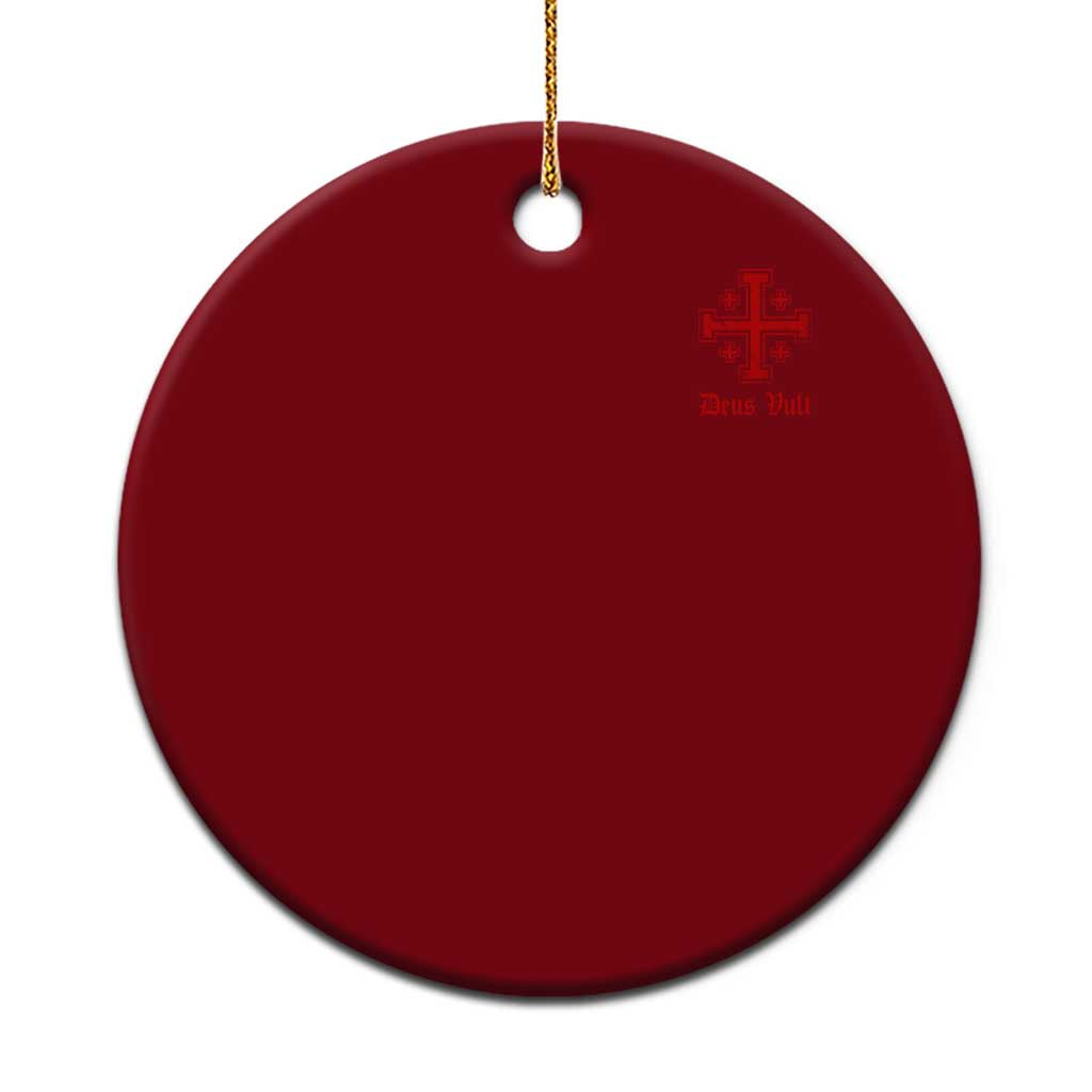 Deus Vult Catholic Knight Templar Jerusalem Cross Ceramic Ornament
