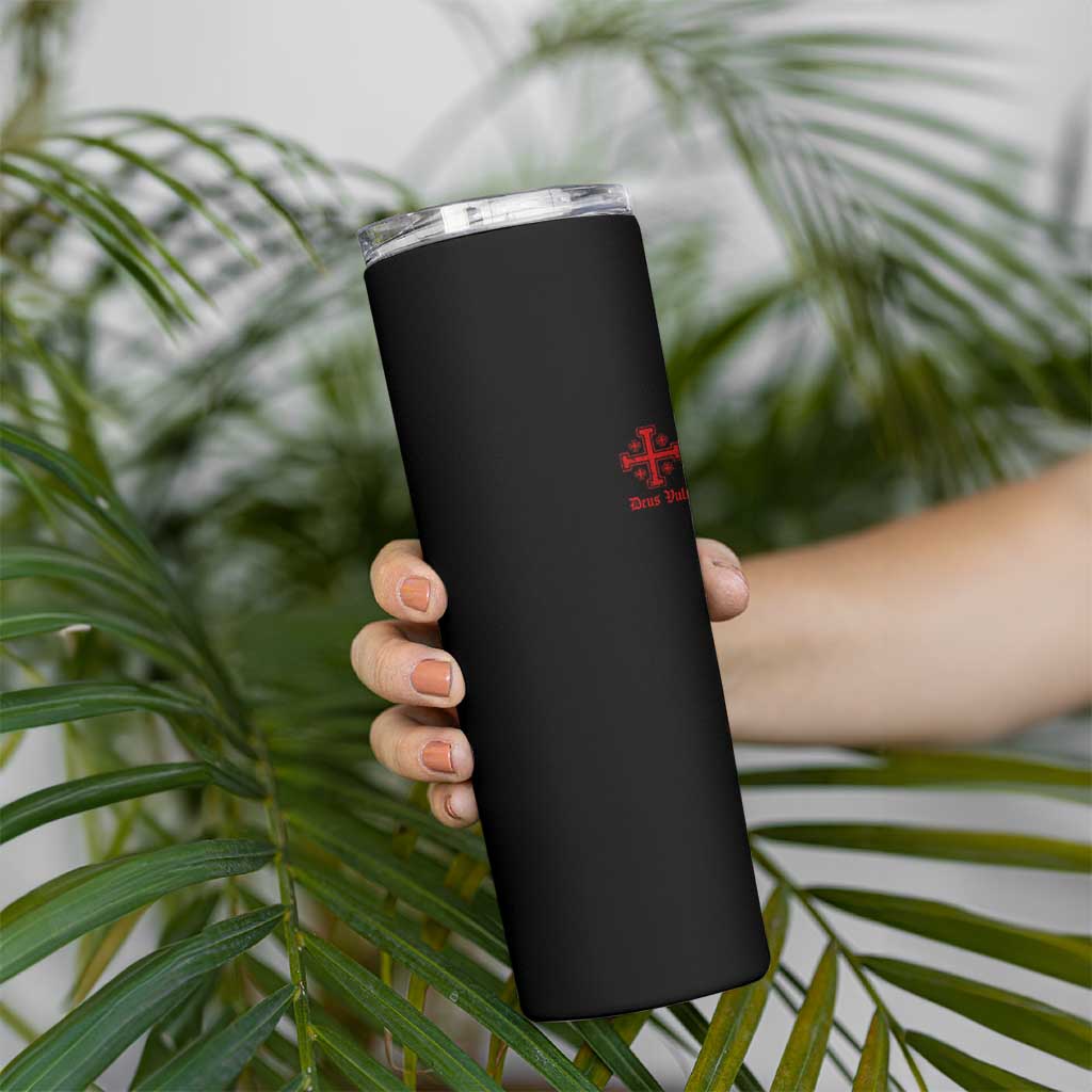 Deus Vult Catholic Knight Templar Jerusalem Cross Skinny Tumbler