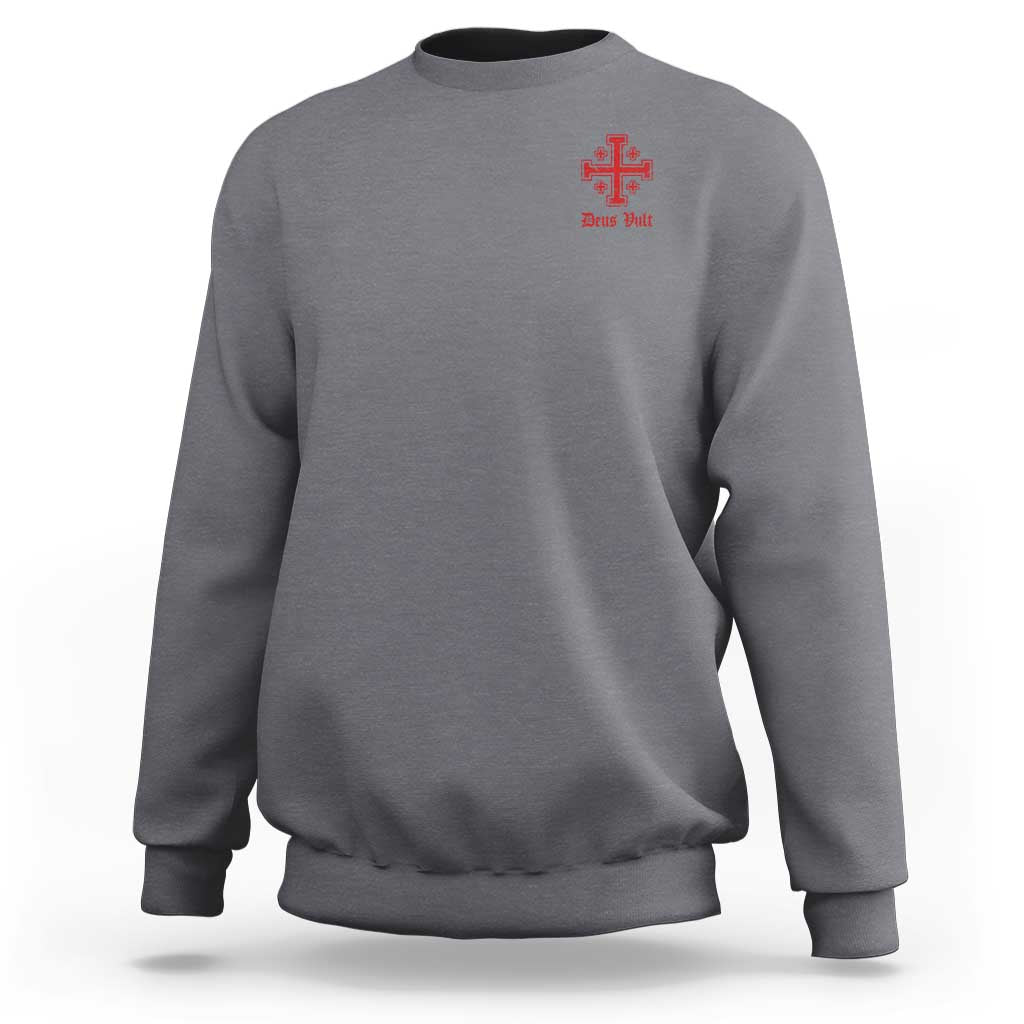 Deus Vult Catholic Knight Templar Jerusalem Cross Sweatshirt