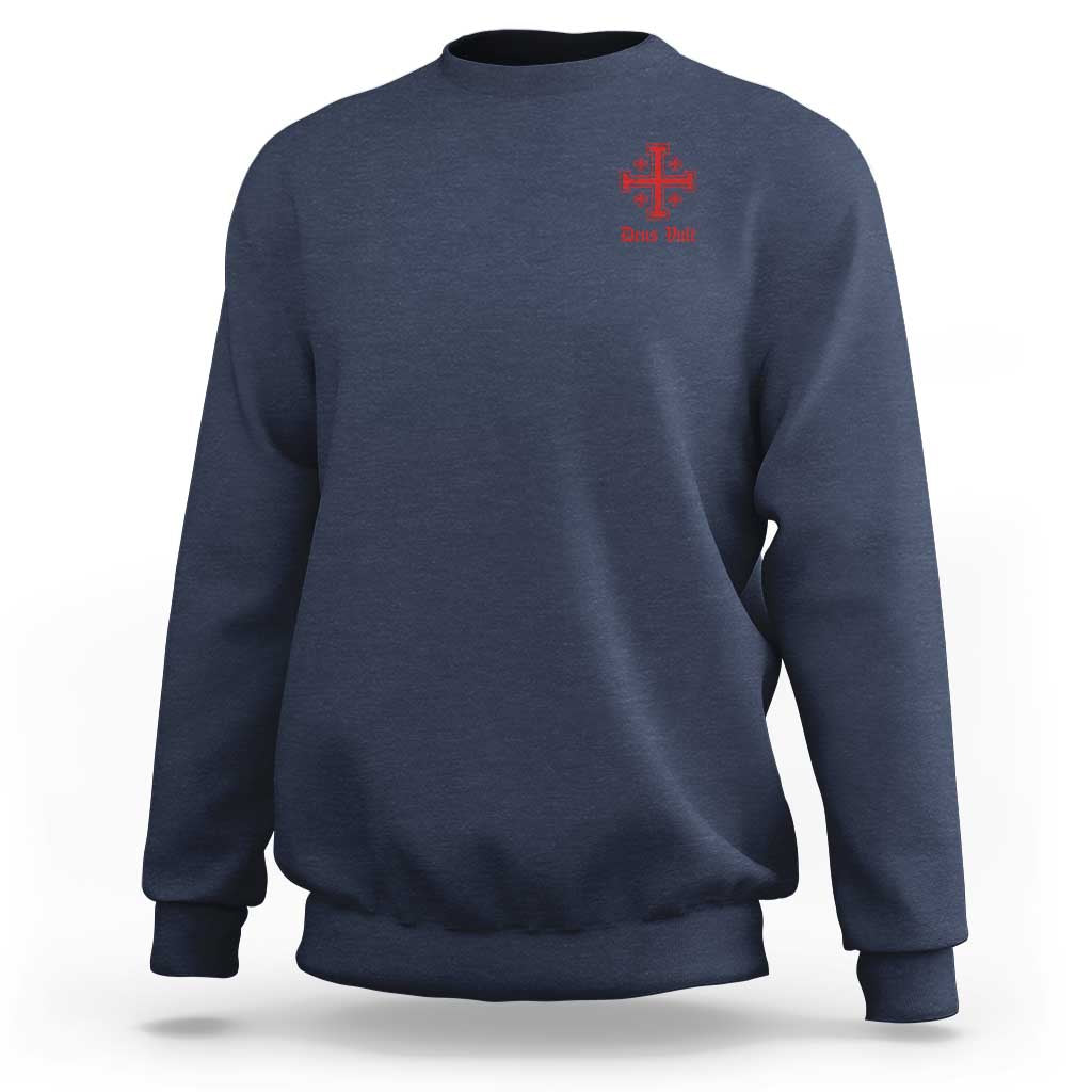 Deus Vult Catholic Knight Templar Jerusalem Cross Sweatshirt