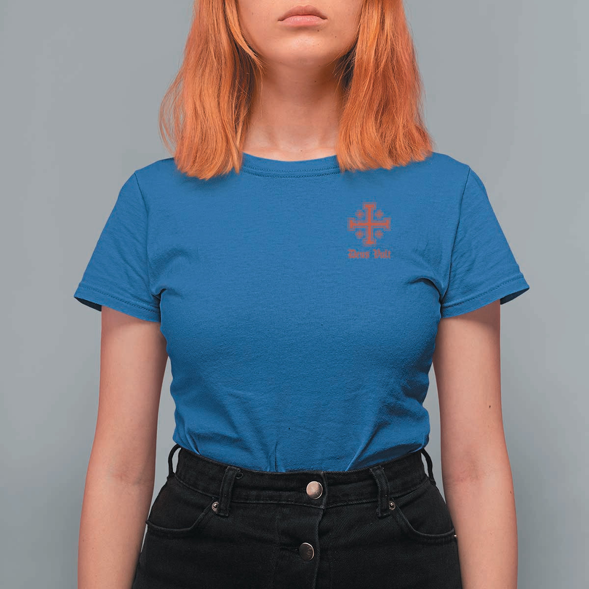 Deus Vult Catholic Knight Templar Jerusalem Cross T Shirt For Women