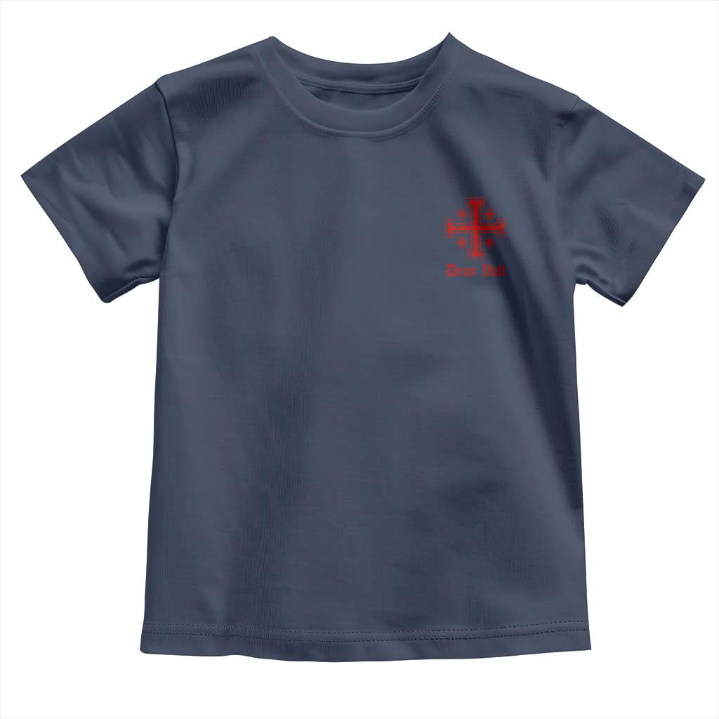 Deus Vult Catholic Knight Templar Jerusalem Cross Toddler T Shirt