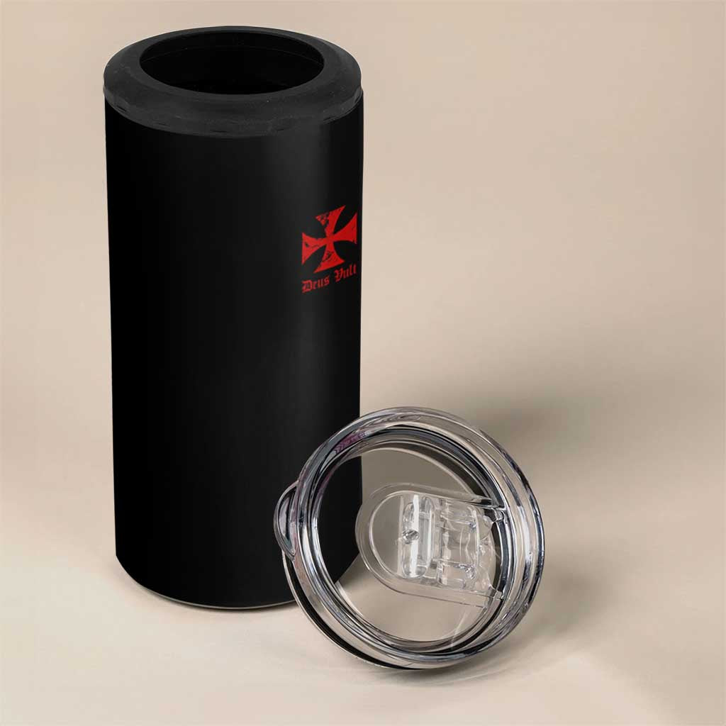 Deus Vult Catholic Knight Templar Crusader Cross Faith 4 in 1 Can Cooler Tumbler