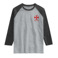 Deus Vult Catholic Knight Templar Crusader Cross Faith Raglan Shirt