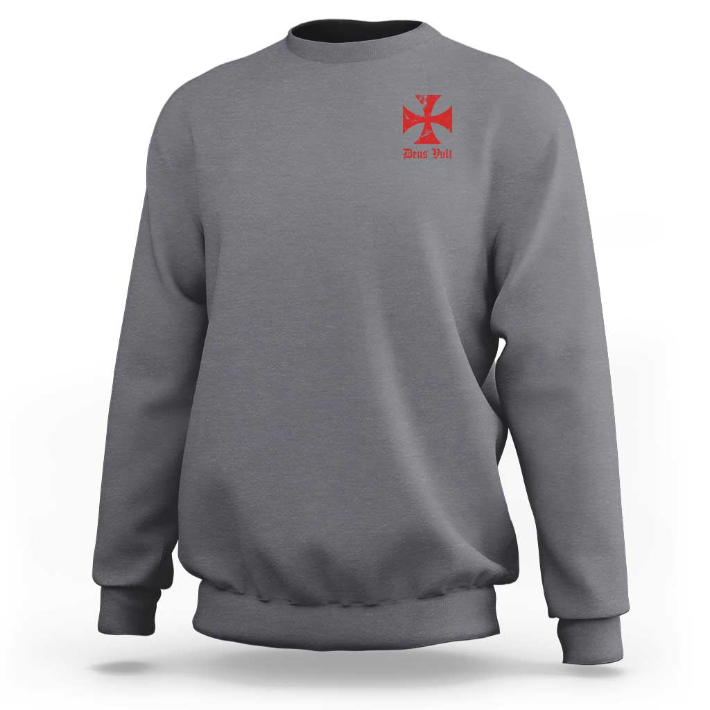 Deus Vult Catholic Knight Templar Crusader Cross Faith Sweatshirt