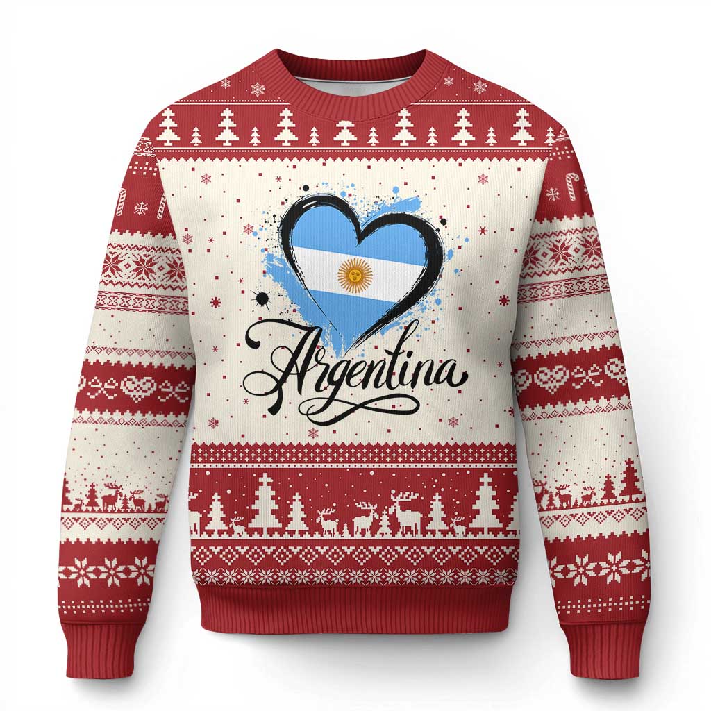 Argentina Heart Argentinian Flag Sun of May Patriotic Ugly Christmas Sweater