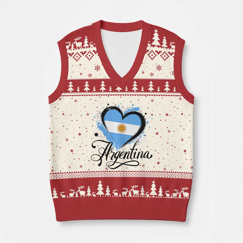 Argentina Heart Argentinian Flag Sun of May Patriotic V-Neck Knit Sweater Vest