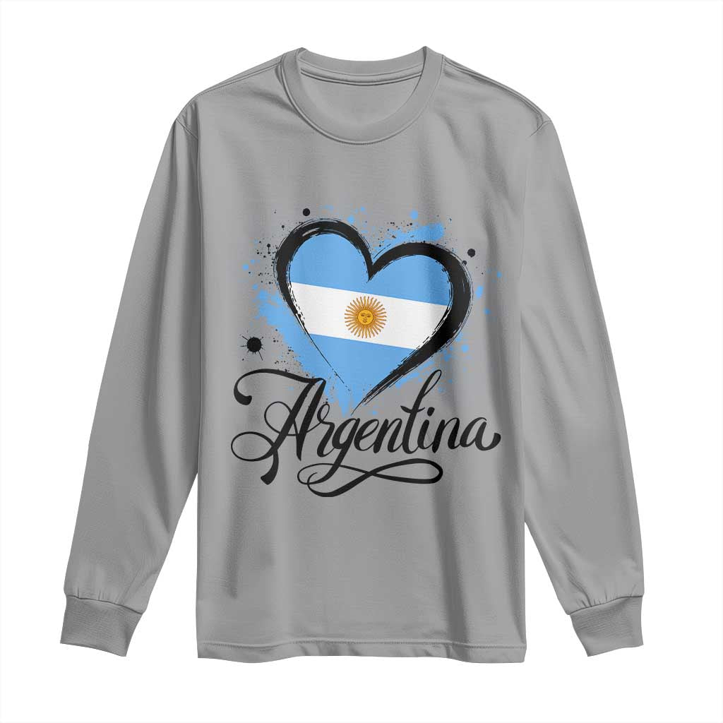 Argentina Heart Argentinian Flag Sun of May Patriotic Long Sleeve Shirt