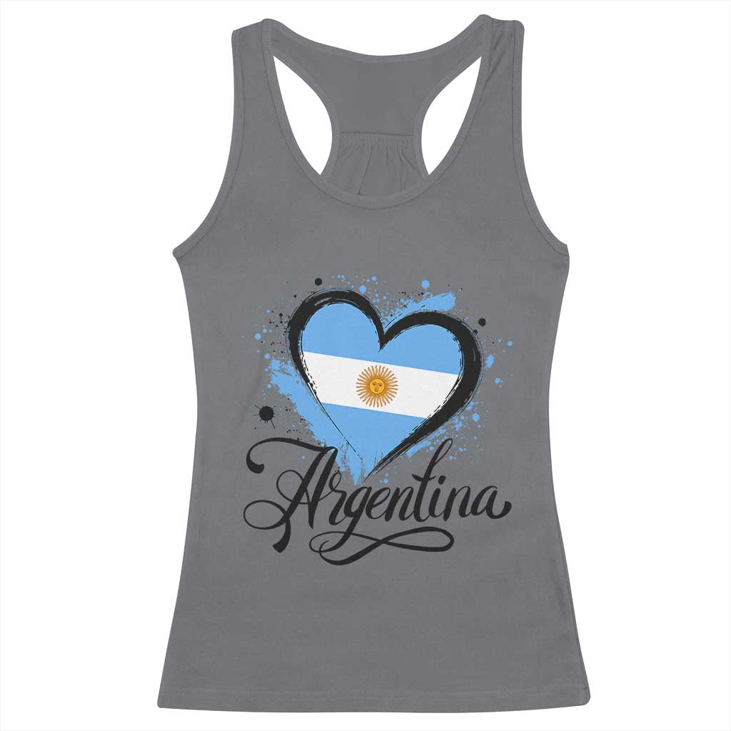 Argentina Heart Argentinian Flag Sun of May Patriotic Racerback Tank Top