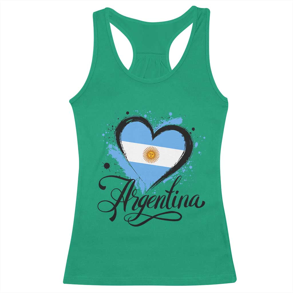 Argentina Heart Argentinian Flag Sun of May Patriotic Racerback Tank Top