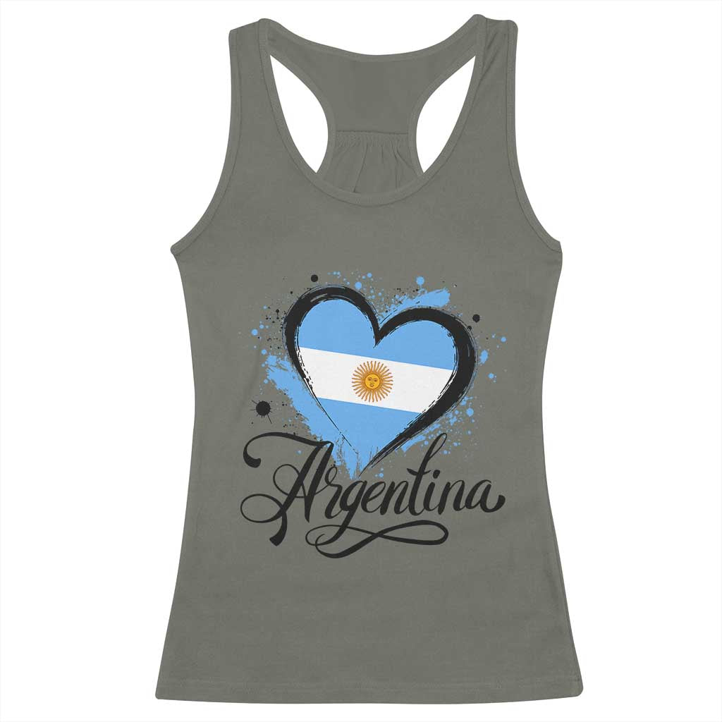 Argentina Heart Argentinian Flag Sun of May Patriotic Racerback Tank Top