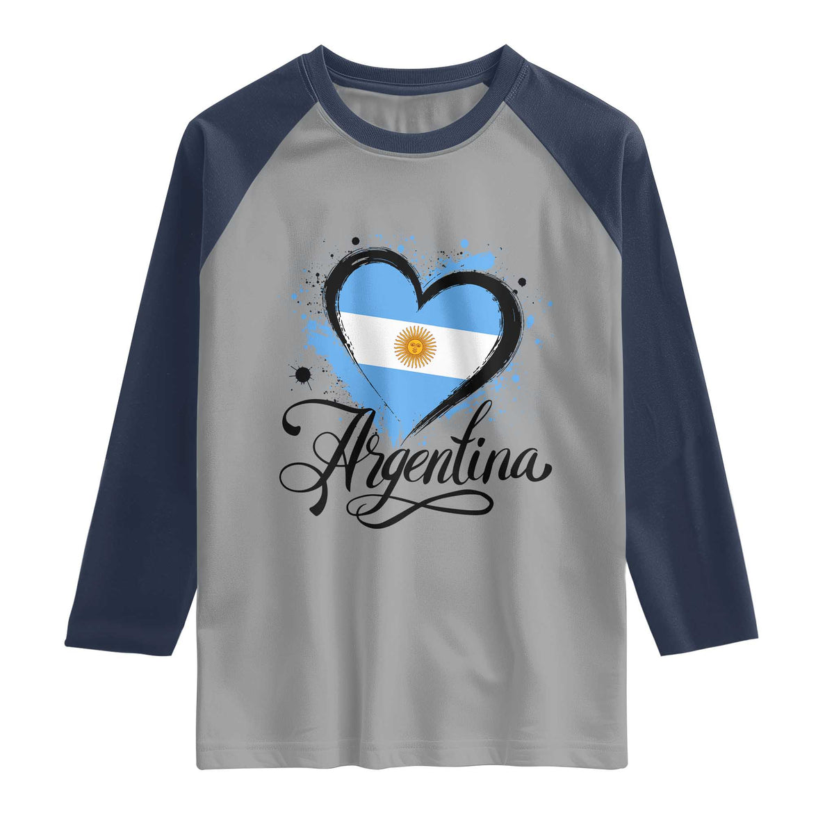 Argentina Heart Argentinian Flag Sun of May Patriotic Raglan Shirt