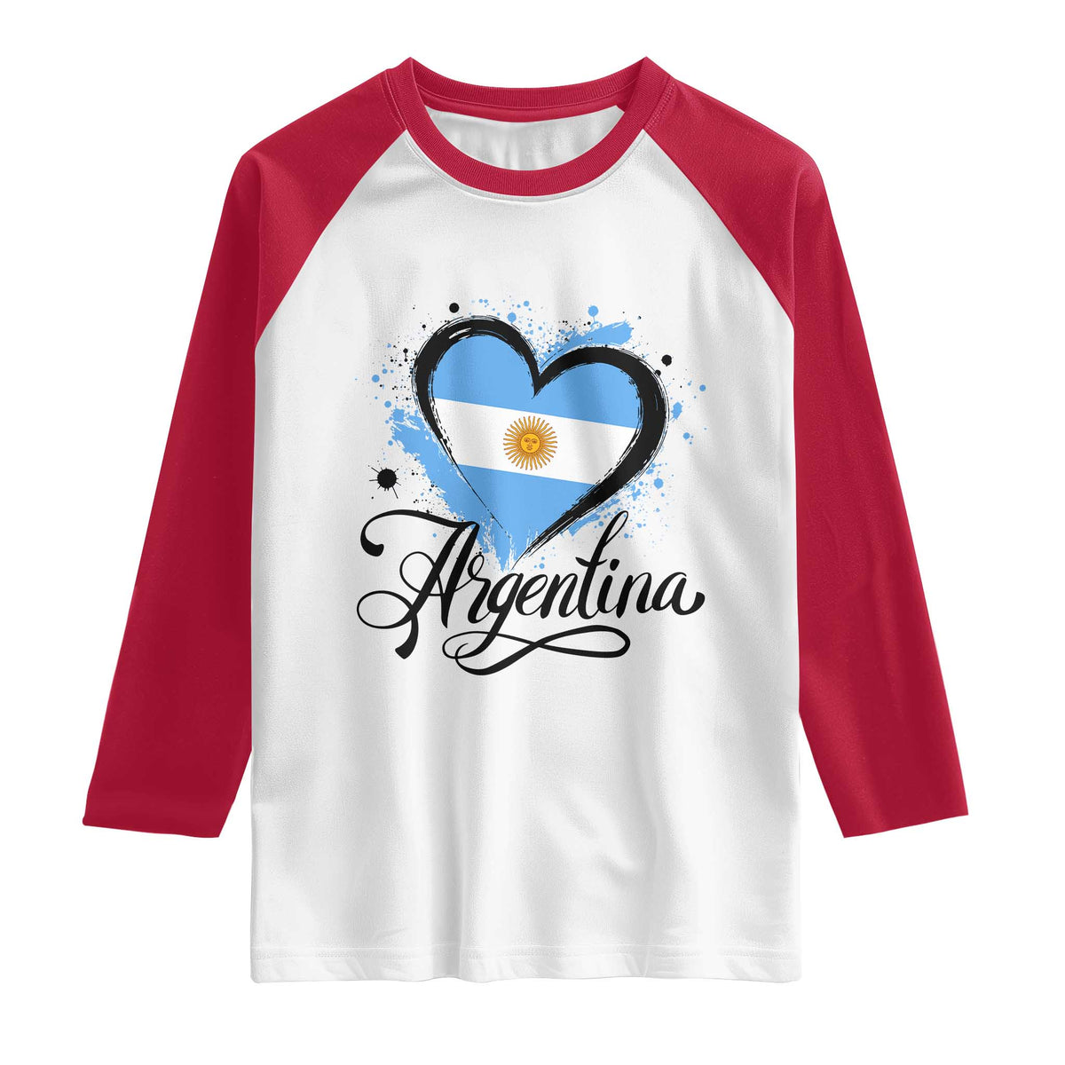 Argentina Heart Argentinian Flag Sun of May Patriotic Raglan Shirt