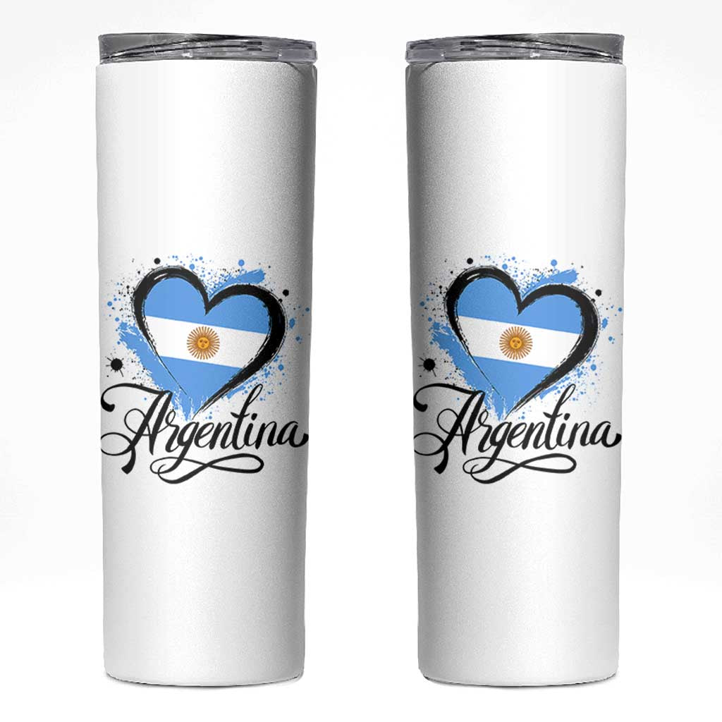 Argentina Heart Argentinian Flag Sun of May Patriotic Skinny Tumbler