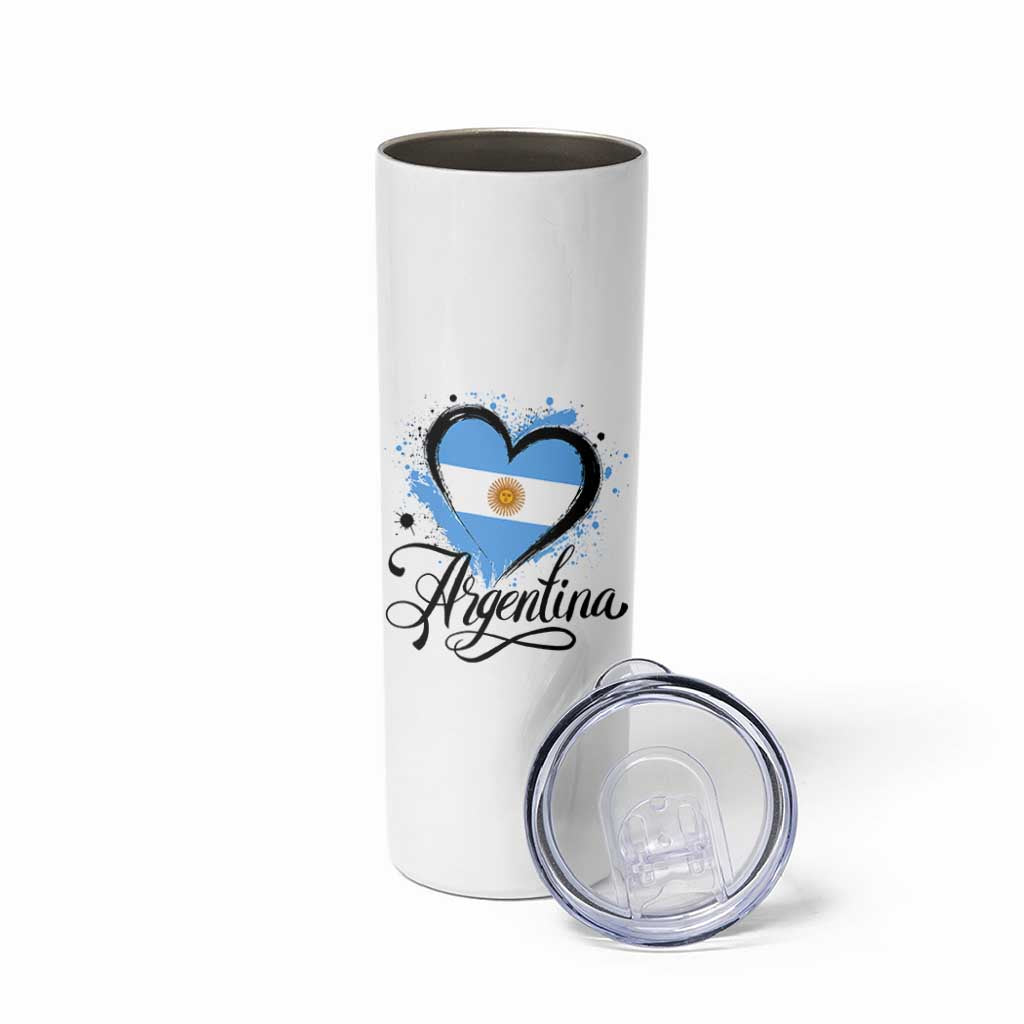 Argentina Heart Argentinian Flag Sun of May Patriotic Skinny Tumbler