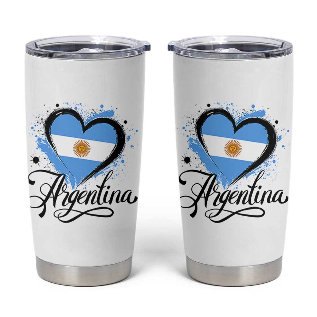 Argentina Heart Argentinian Flag Sun of May Patriotic Tumbler Cup