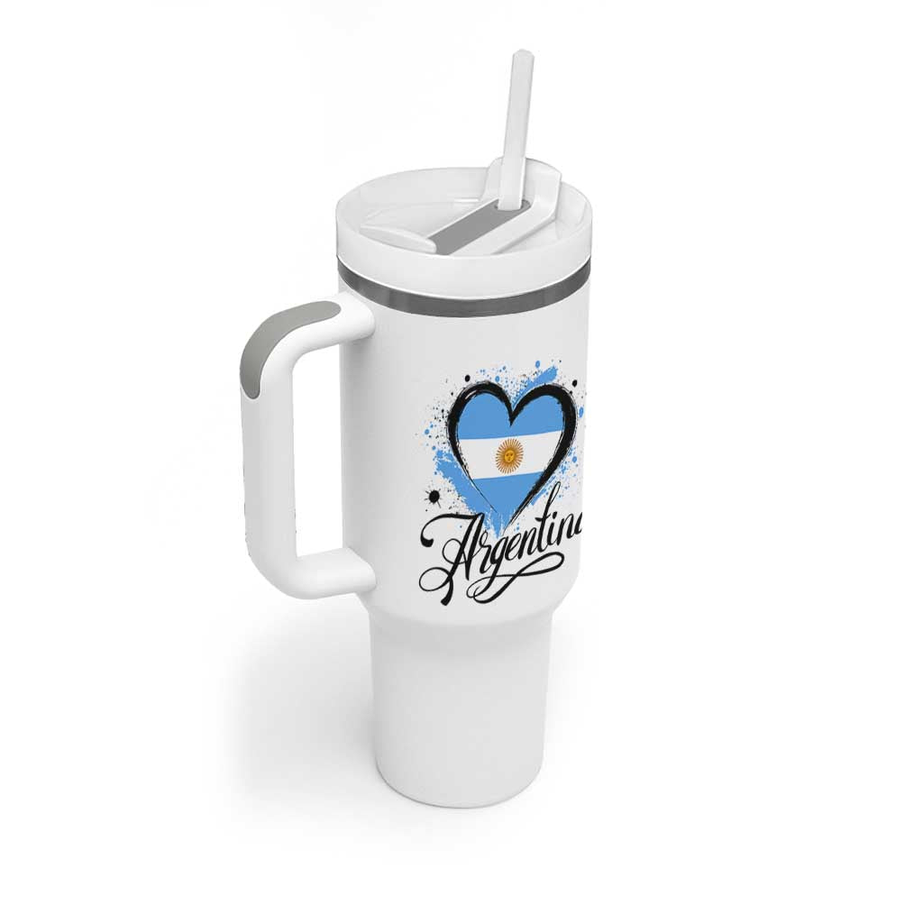 Argentina Heart Argentinian Flag Sun of May Patriotic Tumbler With Handle