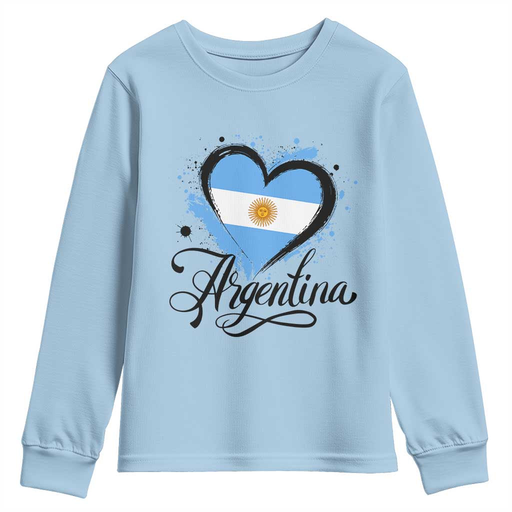 Argentina Heart Argentinian Flag Sun of May Patriotic Youth Sweatshirt