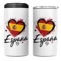 Espana Heart Spanish Flag Patriotic Spain Pride 4 in 1 Can Cooler Tumbler