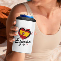 Espana Heart Spanish Flag Patriotic Spain Pride 4 in 1 Can Cooler Tumbler