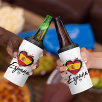 Espana Heart Spanish Flag Patriotic Spain Pride 4 in 1 Can Cooler Tumbler