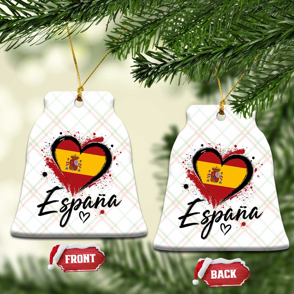 Espana Heart Spanish Flag Patriotic Spain Pride Ceramic Ornament