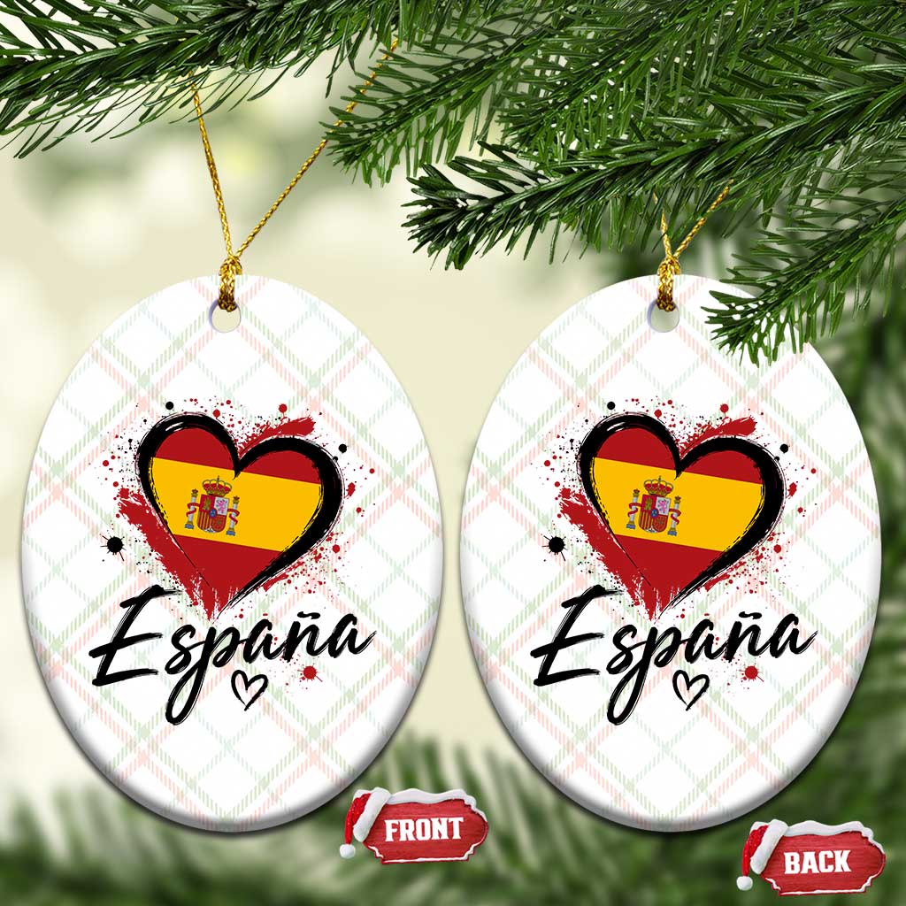 Espana Heart Spanish Flag Patriotic Spain Pride Ceramic Ornament