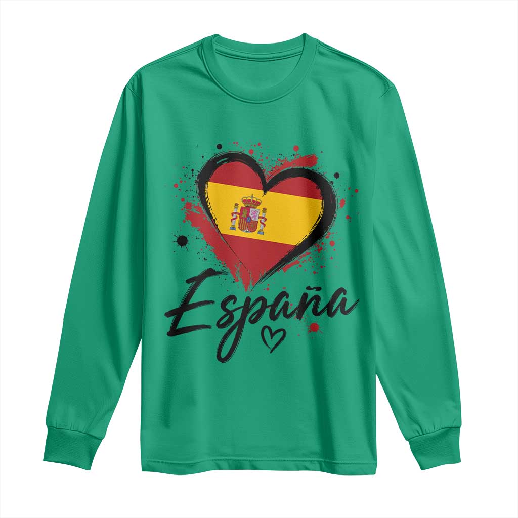 Espana Heart Spanish Flag Patriotic Spain Pride Long Sleeve Shirt