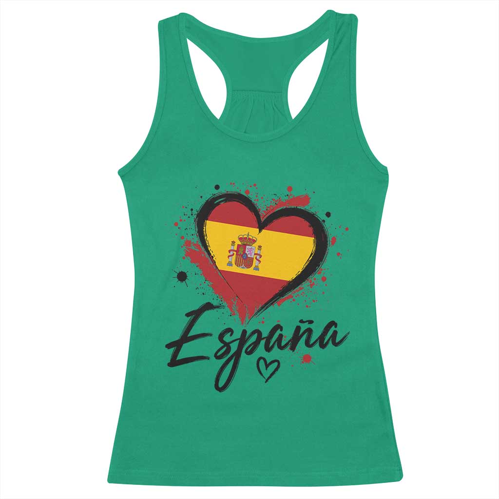 Espana Heart Spanish Flag Patriotic Spain Pride Racerback Tank Top