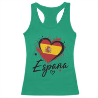 Espana Heart Spanish Flag Patriotic Spain Pride Racerback Tank Top