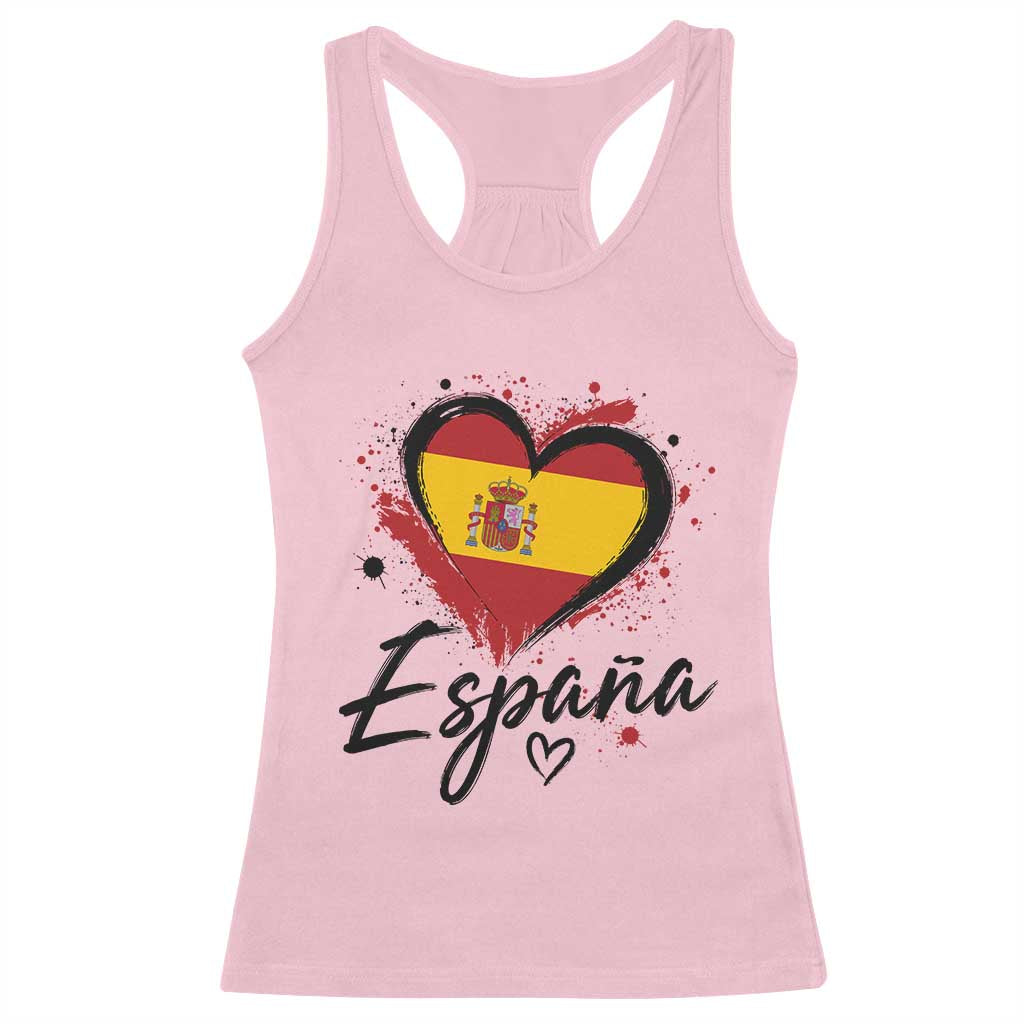 Espana Heart Spanish Flag Patriotic Spain Pride Racerback Tank Top