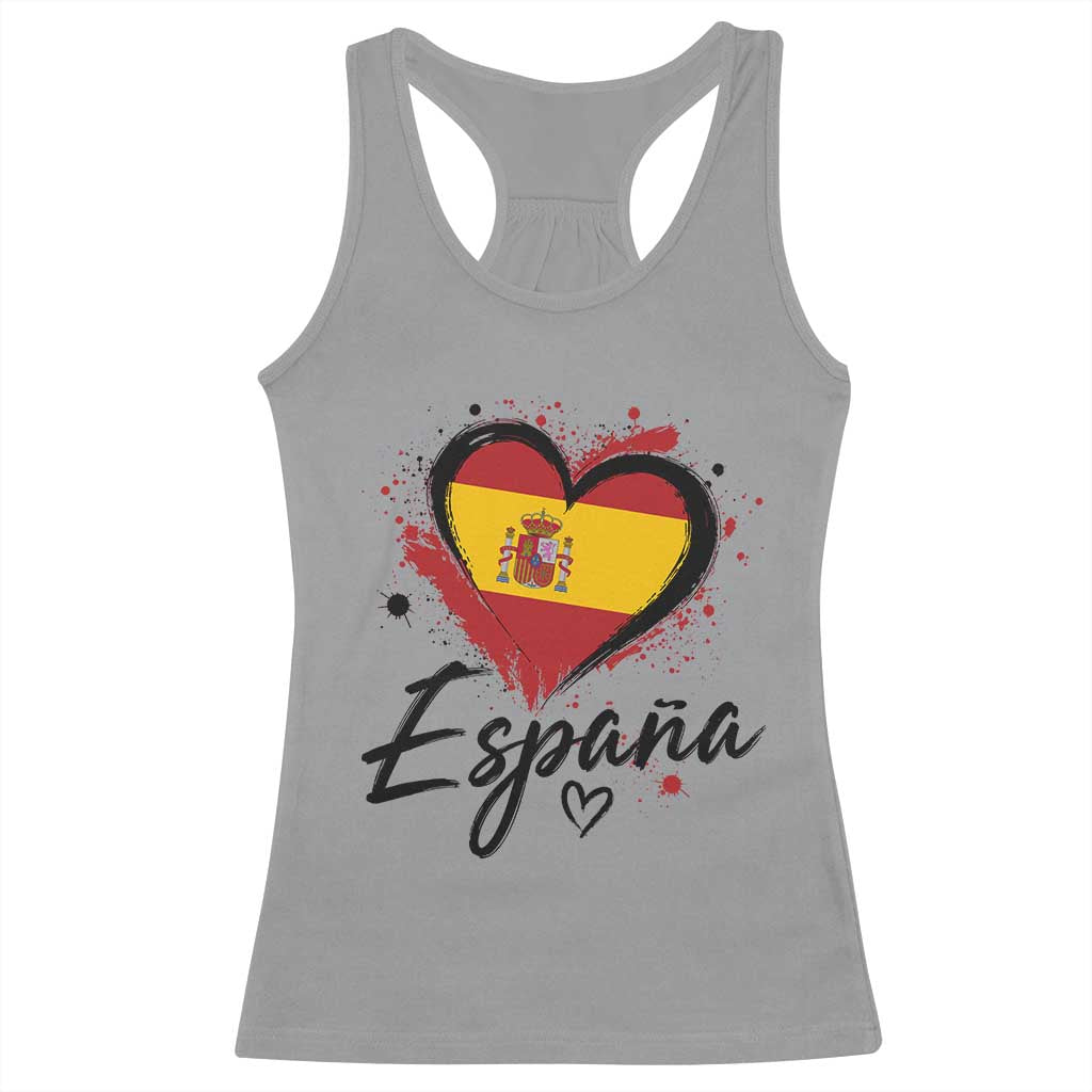 Espana Heart Spanish Flag Patriotic Spain Pride Racerback Tank Top