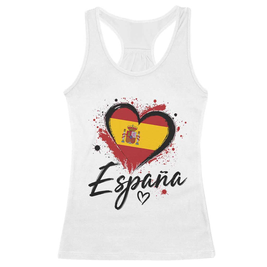 Espana Heart Spanish Flag Patriotic Spain Pride Racerback Tank Top