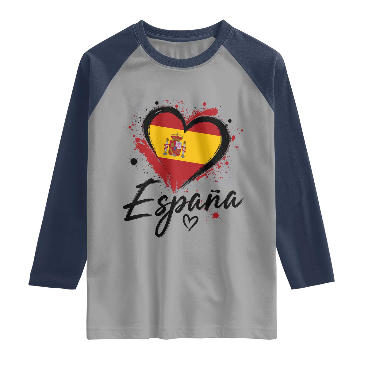 Espana Heart Spanish Flag Patriotic Spain Pride Raglan Shirt