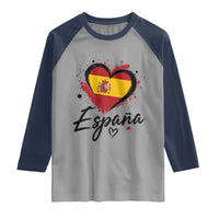 Espana Heart Spanish Flag Patriotic Spain Pride Raglan Shirt