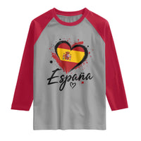 Espana Heart Spanish Flag Patriotic Spain Pride Raglan Shirt