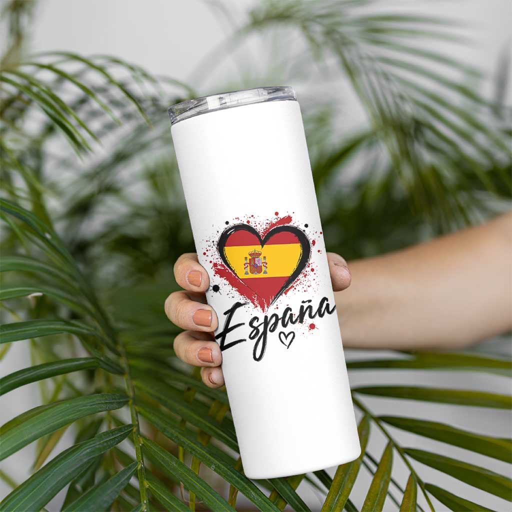 Espana Heart Spanish Flag Patriotic Spain Pride Skinny Tumbler
