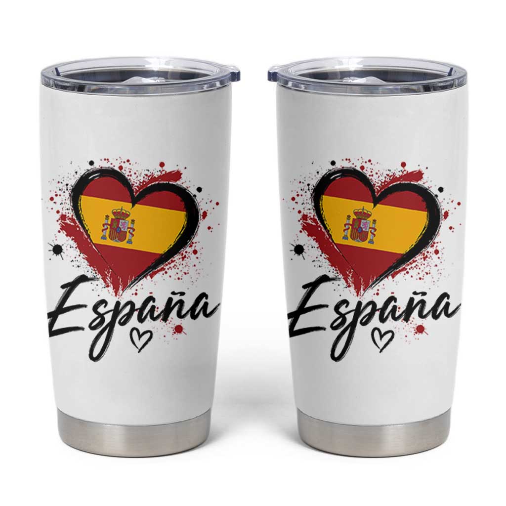 Espana Heart Spanish Flag Patriotic Spain Pride Tumbler Cup