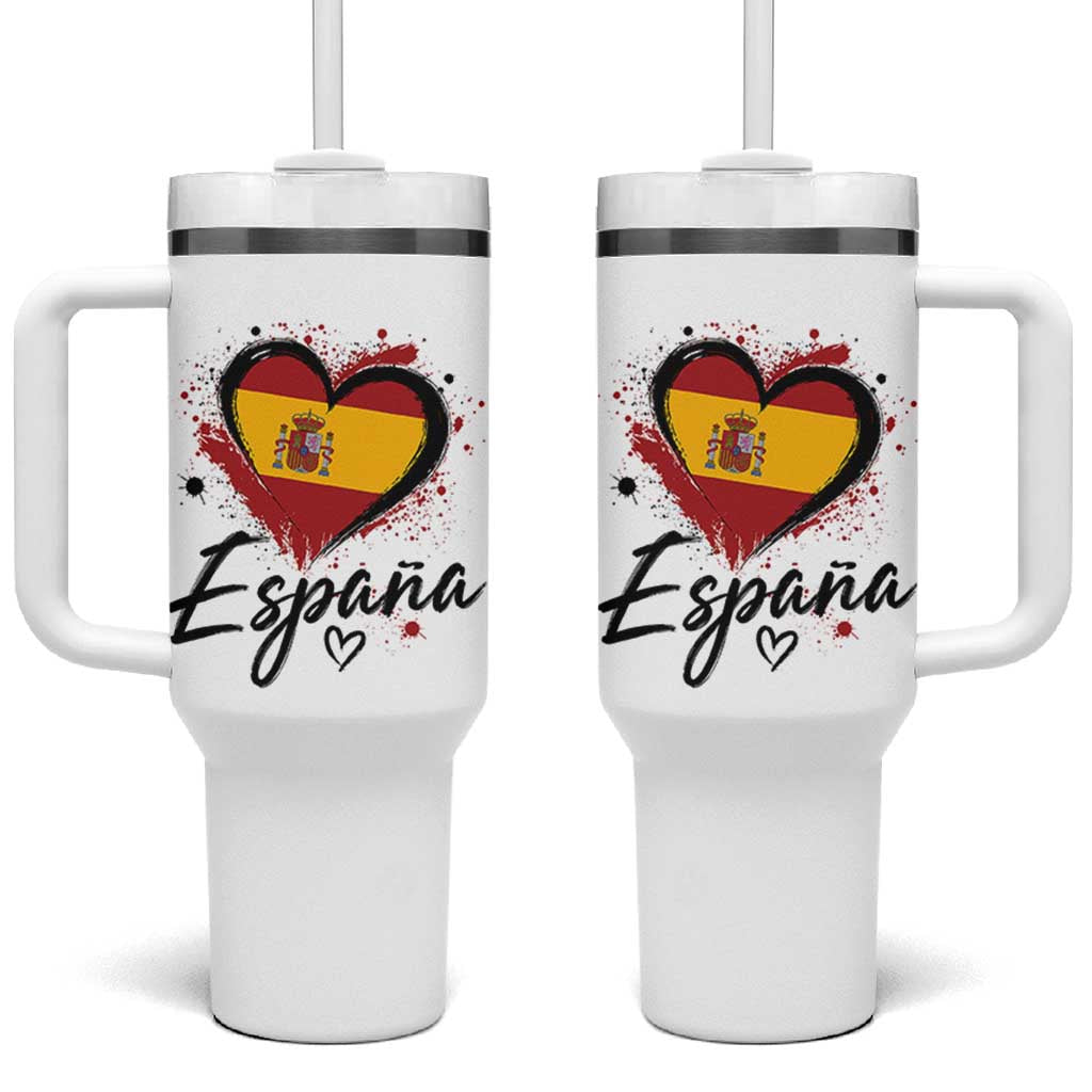 Espana Heart Spanish Flag Patriotic Spain Pride Tumbler With Handle
