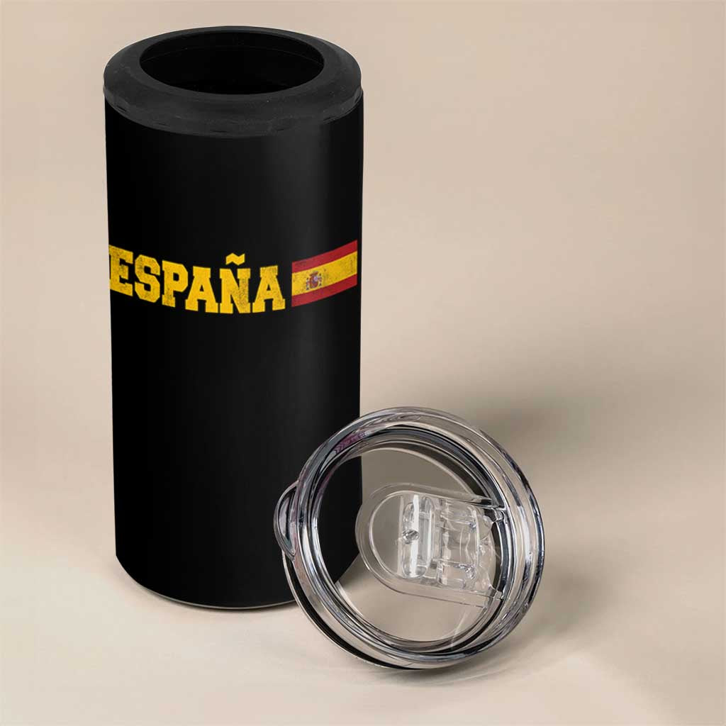 Espana Spain Vintage Sports Design Spanish Flag 4 in 1 Can Cooler Tumbler