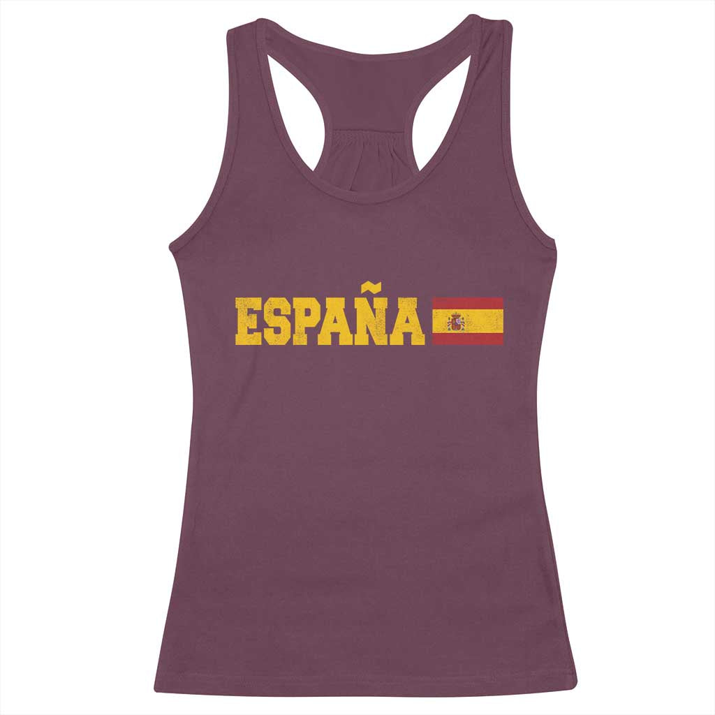 Espana Spain Vintage Sports Design Spanish Flag Racerback Tank Top