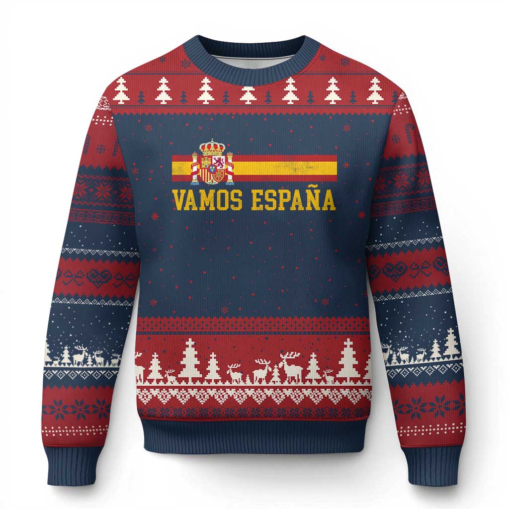 Vamos Espana Spainish Flag Vintage Spain Coat of Arms Ugly Christmas Sweater