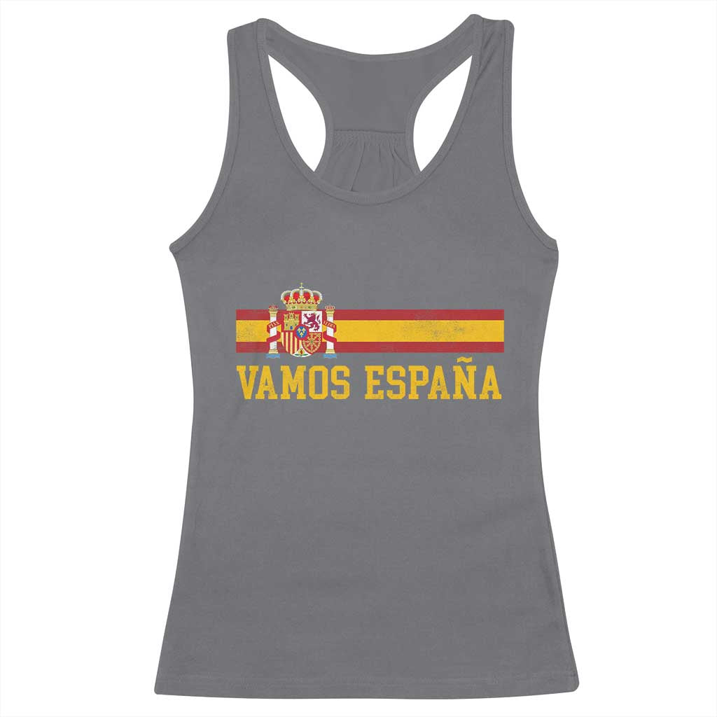 Vamos Espana Spainish Flag Vintage Spain Coat of Arms Racerback Tank Top