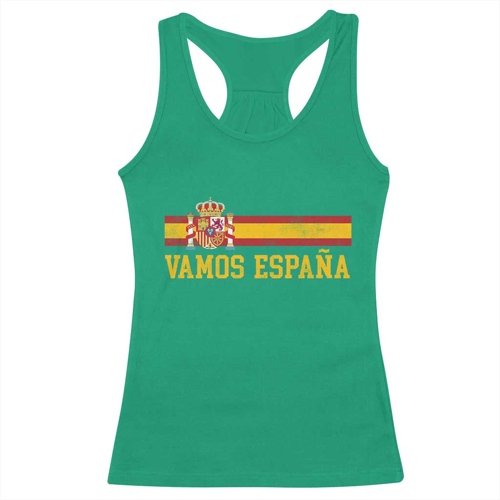 Vamos Espana Spainish Flag Vintage Spain Coat of Arms Racerback Tank Top