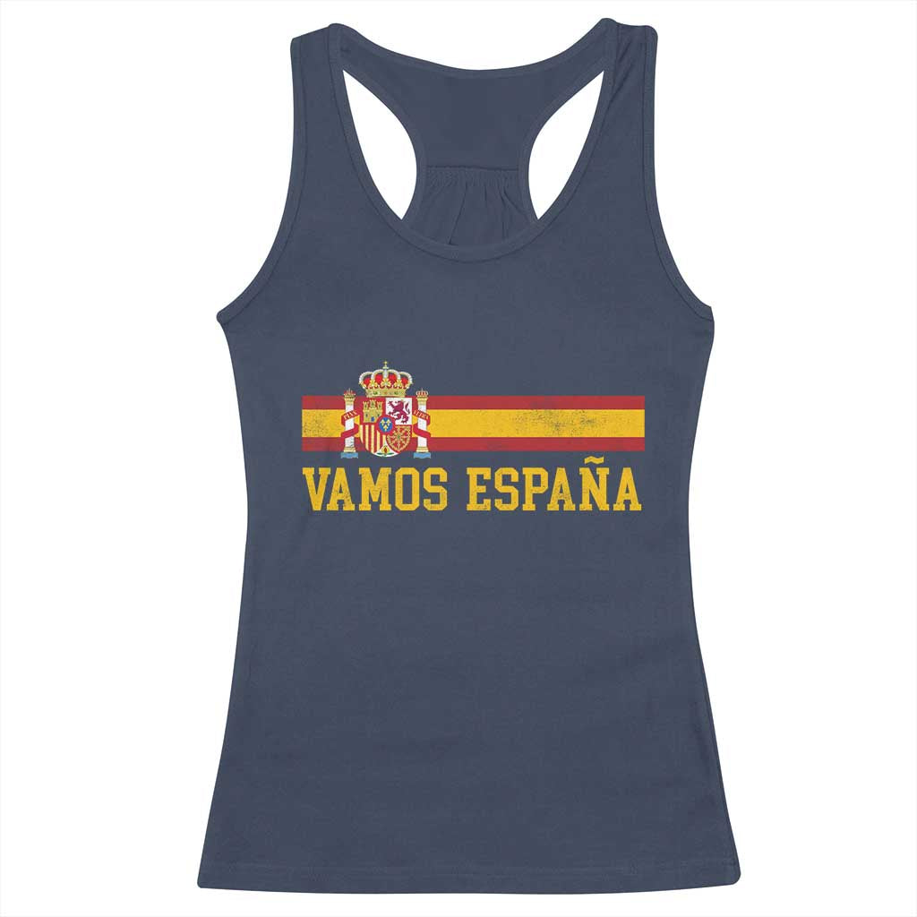 Vamos Espana Spainish Flag Vintage Spain Coat of Arms Racerback Tank Top