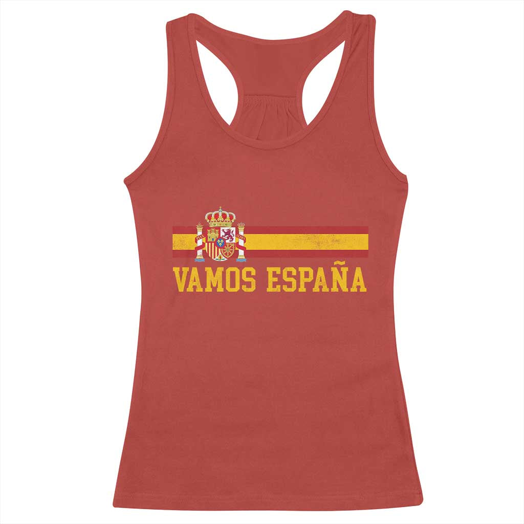 Vamos Espana Spainish Flag Vintage Spain Coat of Arms Racerback Tank Top