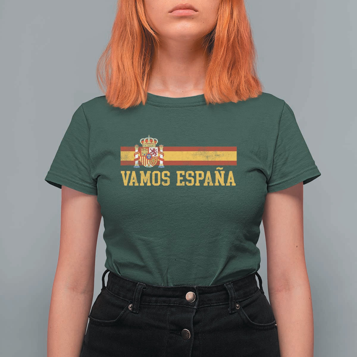 Vamos Espana Spainish Flag Vintage Spain Coat of Arms T Shirt For Women