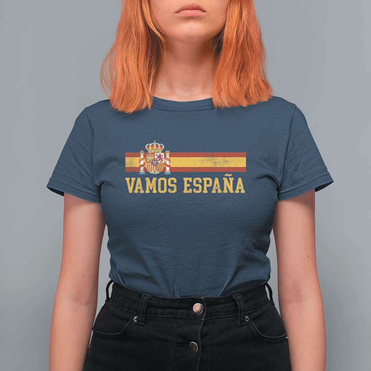 Vamos Espana Spainish Flag Vintage Spain Coat of Arms T Shirt For Women
