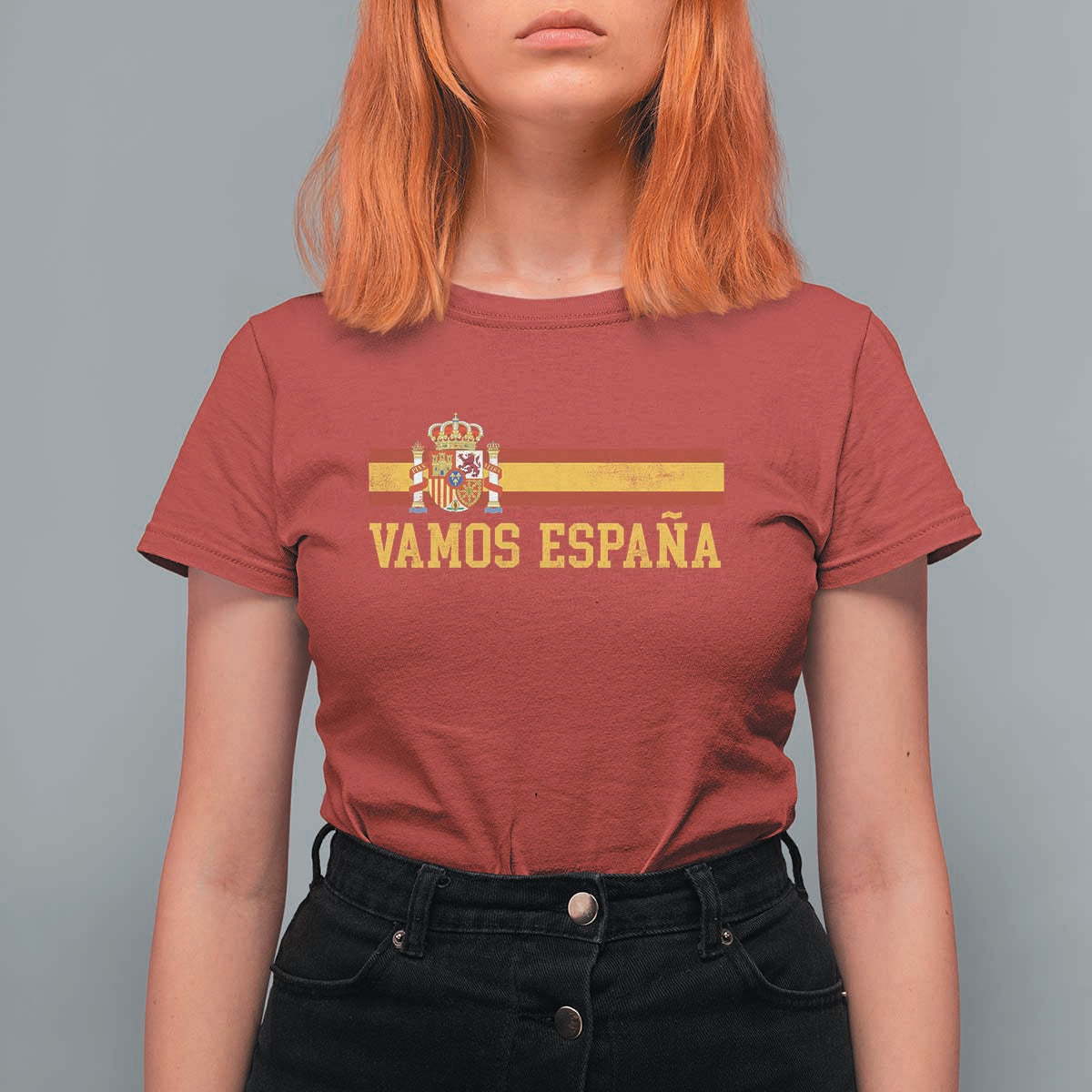 Vamos Espana Spainish Flag Vintage Spain Coat of Arms T Shirt For Women