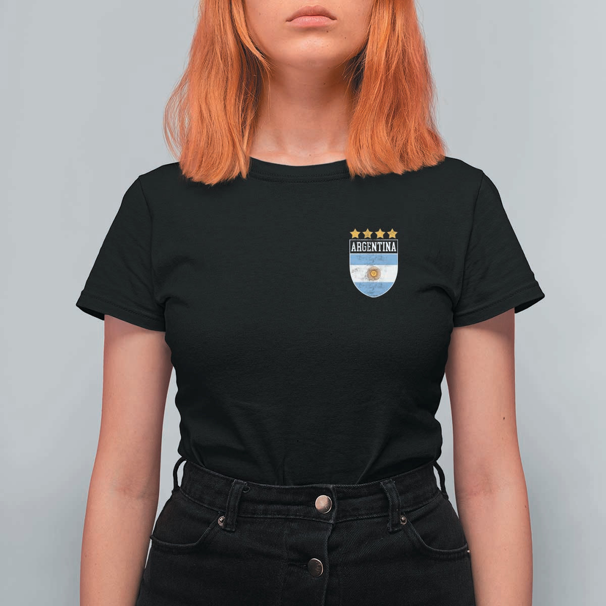 Argentina 4th Star Vintage Argentine Football Crest T Shirt For Women